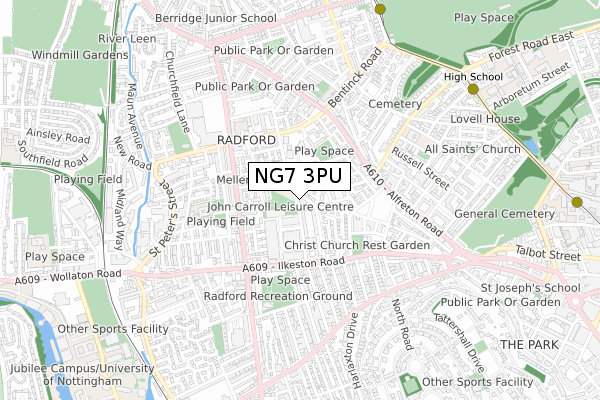 NG7 3PU map - small scale - OS Open Zoomstack (Ordnance Survey) NG7 3PU map - small scale - OS Open Zoomstack (Ordnance Survey)