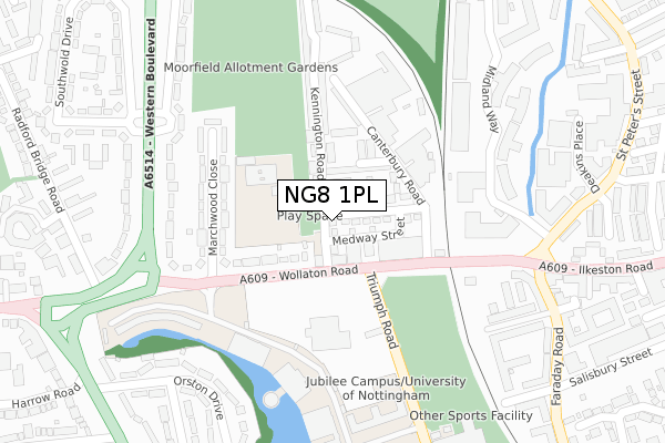 NG8 1PL map - large scale - OS Open Zoomstack (Ordnance Survey)