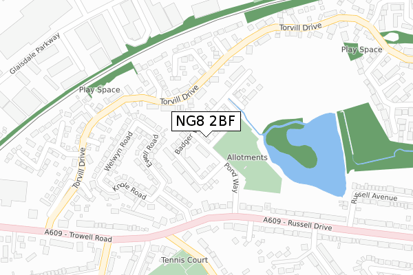 NG8 2BF map - large scale - OS Open Zoomstack (Ordnance Survey)