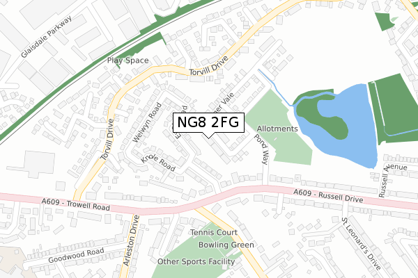 NG8 2FG map - large scale - OS Open Zoomstack (Ordnance Survey)