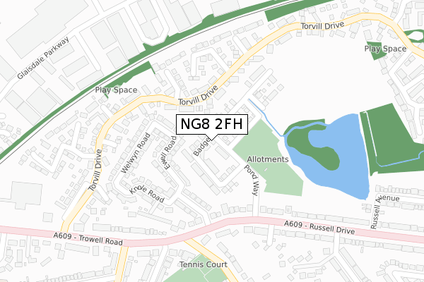 NG8 2FH map - large scale - OS Open Zoomstack (Ordnance Survey)