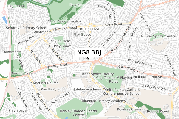 NG8 3BJ map - small scale - OS Open Zoomstack (Ordnance Survey) NG8 3BJ map - small scale - OS Open Zoomstack (Ordnance Survey)