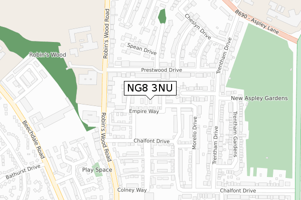 NG8 3NU map - large scale - OS Open Zoomstack (Ordnance Survey) NG8 3NU map - large scale - OS Open Zoomstack (Ordnance Survey)
