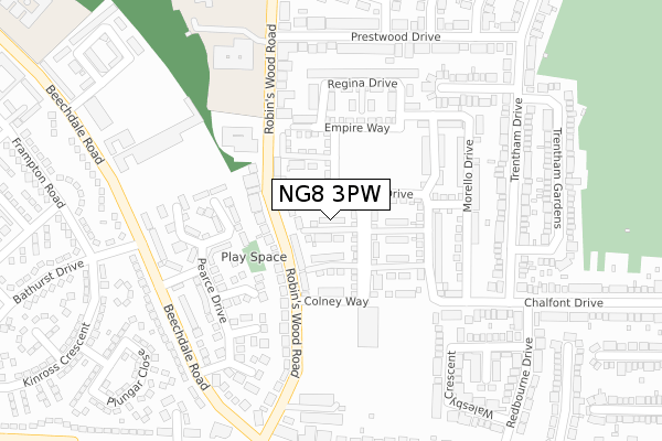 NG8 3PW map - large scale - OS Open Zoomstack (Ordnance Survey)