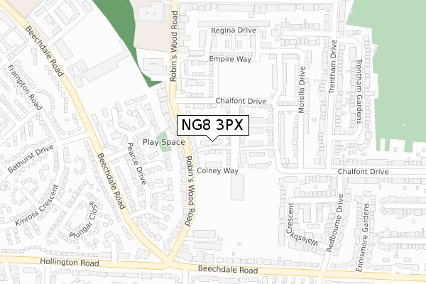 NG8 3PX map - large scale - OS Open Zoomstack (Ordnance Survey)