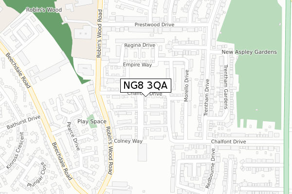 NG8 3QA map - large scale - OS Open Zoomstack (Ordnance Survey)