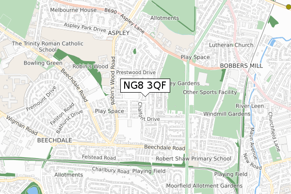 NG8 3QF map - small scale - OS Open Zoomstack (Ordnance Survey) NG8 3QF map - small scale - OS Open Zoomstack (Ordnance Survey)