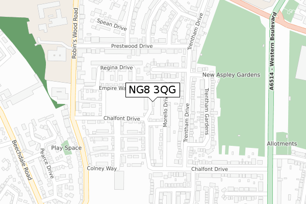 NG8 3QG map - large scale - OS Open Zoomstack (Ordnance Survey) NG8 3QG map - large scale - OS Open Zoomstack (Ordnance Survey)