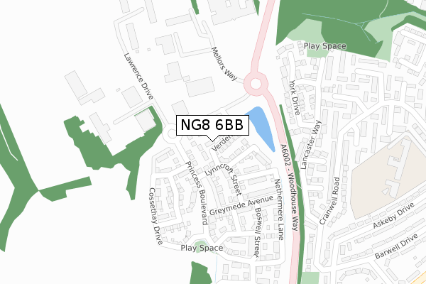 NG8 6BB map - large scale - OS Open Zoomstack (Ordnance Survey)