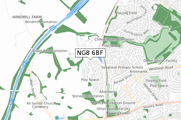 NG8 6BF map - small scale - OS Open Zoomstack (Ordnance Survey) NG8 6BF map - small scale - OS Open Zoomstack (Ordnance Survey)