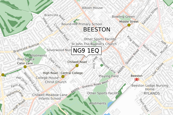 NG9 1EQ map - small scale - OS Open Zoomstack (Ordnance Survey) NG9 1EQ map - small scale - OS Open Zoomstack (Ordnance Survey)