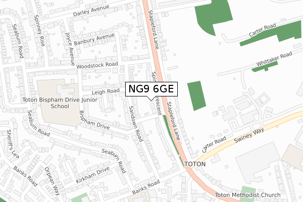 NG9 6GE map - large scale - OS Open Zoomstack (Ordnance Survey)