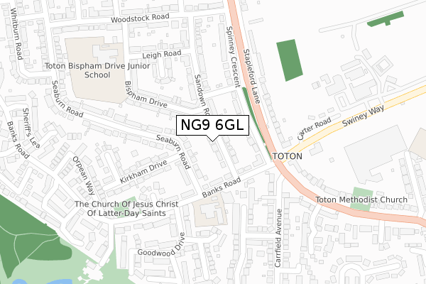 NG9 6GL map - large scale - OS Open Zoomstack (Ordnance Survey)
