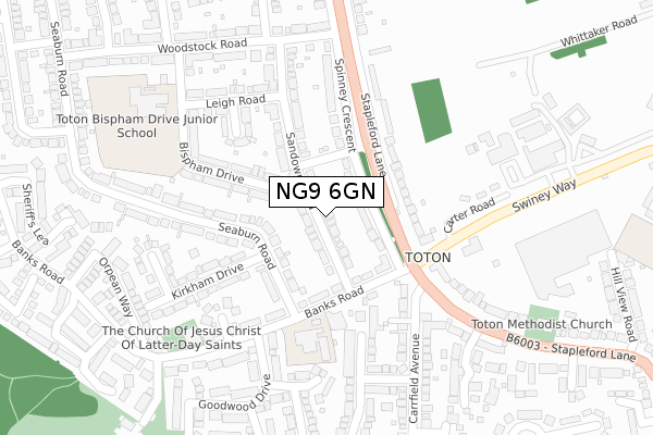 NG9 6GN map - large scale - OS Open Zoomstack (Ordnance Survey)