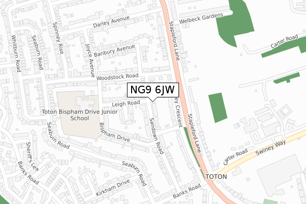 NG9 6JW map - large scale - OS Open Zoomstack (Ordnance Survey)