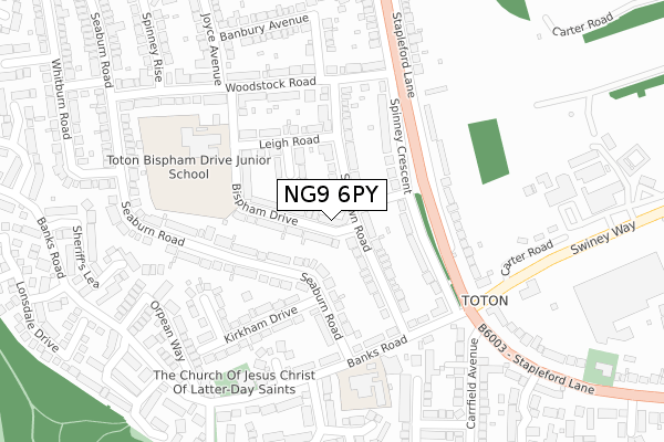 NG9 6PY map - large scale - OS Open Zoomstack (Ordnance Survey)