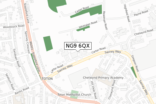 NG9 6QX map - large scale - OS Open Zoomstack (Ordnance Survey)