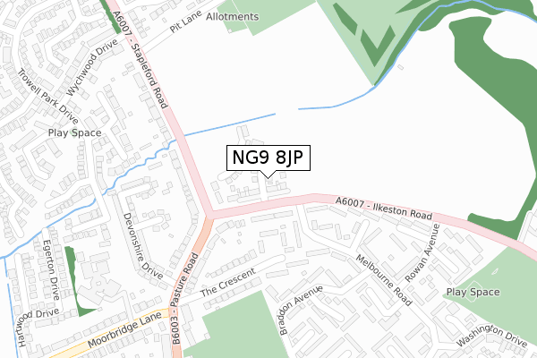 NG9 8JP map - large scale - OS Open Zoomstack (Ordnance Survey)