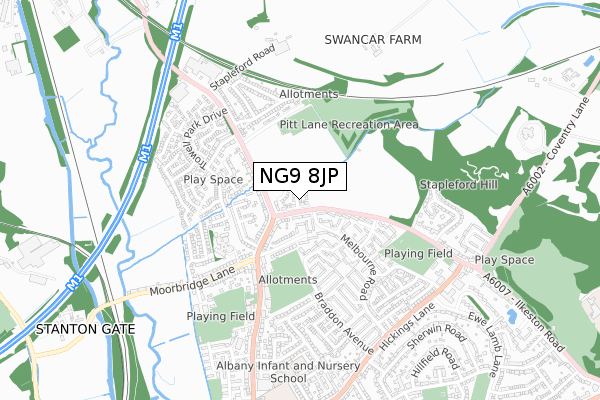 NG9 8JP map - small scale - OS Open Zoomstack (Ordnance Survey)