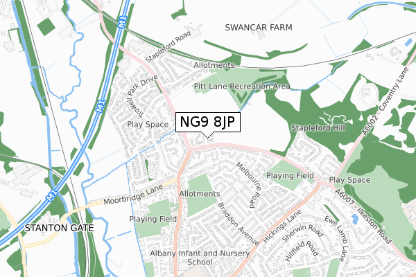 NG9 8JP map - small scale - OS Open Zoomstack (Ordnance Survey) NG9 8JP map - small scale - OS Open Zoomstack (Ordnance Survey)
