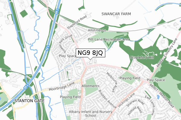 NG9 8JQ map - small scale - OS Open Zoomstack (Ordnance Survey) NG9 8JQ map - small scale - OS Open Zoomstack (Ordnance Survey)