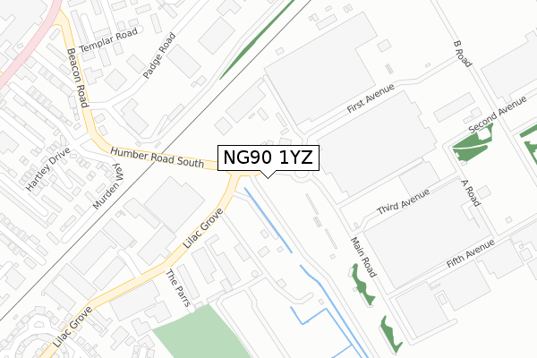 NG90 1YZ map - large scale - OS Open Zoomstack (Ordnance Survey)