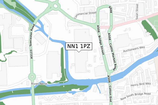 NN1 1PZ map - large scale - OS Open Zoomstack (Ordnance Survey)