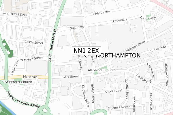 NN1 2EX map - large scale - OS Open Zoomstack (Ordnance Survey)