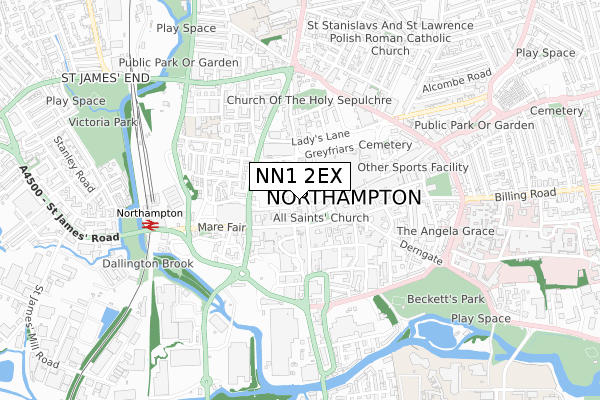 NN1 2EX map - small scale - OS Open Zoomstack (Ordnance Survey)