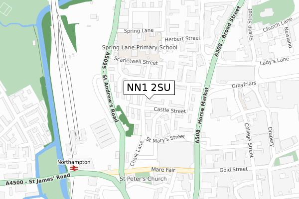 NN1 2SU map - large scale - OS Open Zoomstack (Ordnance Survey)