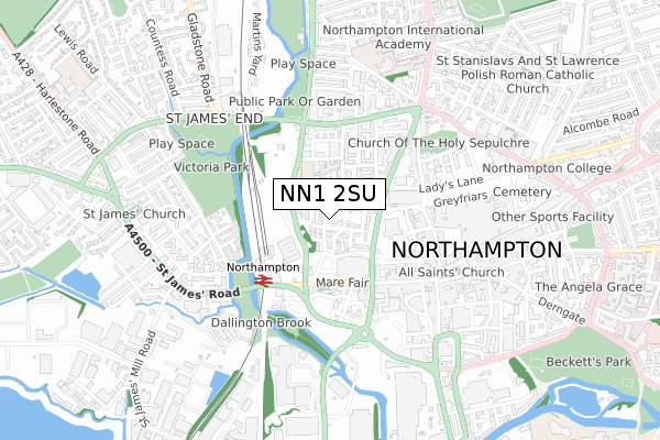 NN1 2SU map - small scale - OS Open Zoomstack (Ordnance Survey)