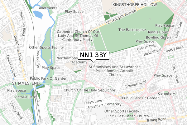 NN1 3BY map - small scale - OS Open Zoomstack (Ordnance Survey)