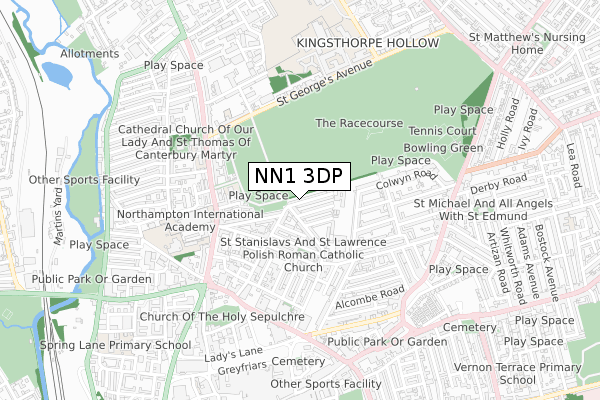 NN1 3DP map - small scale - OS Open Zoomstack (Ordnance Survey)