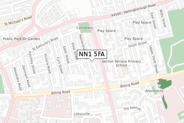NN1 5FA map - large scale - OS Open Zoomstack (Ordnance Survey)