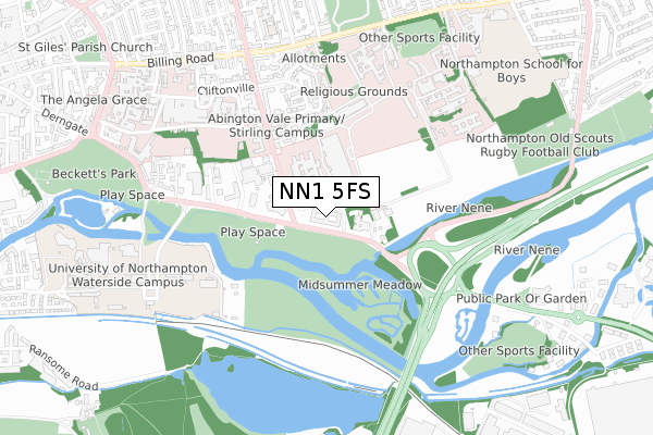 NN1 5FS map - small scale - OS Open Zoomstack (Ordnance Survey)