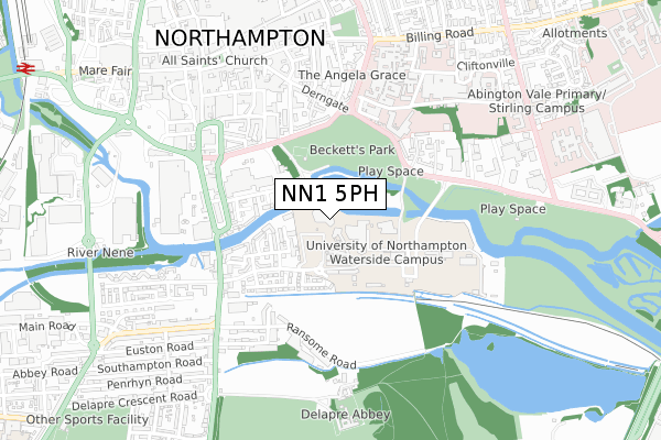 NN1 5PH map - small scale - OS Open Zoomstack (Ordnance Survey)