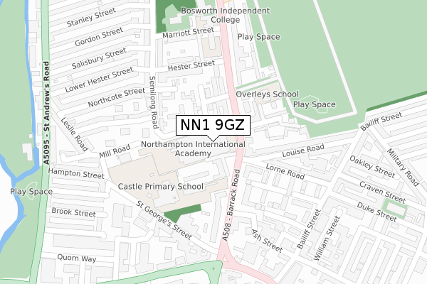 NN1 9GZ map - large scale - OS Open Zoomstack (Ordnance Survey)