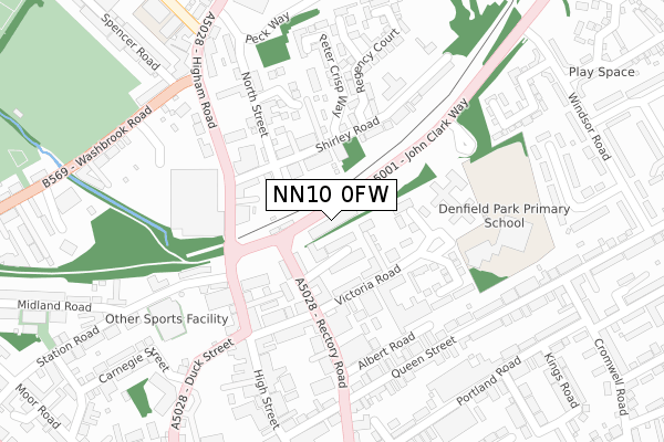 NN10 0FW map - large scale - OS Open Zoomstack (Ordnance Survey)