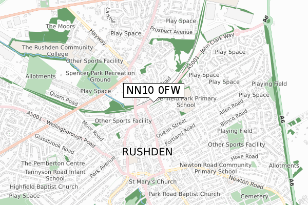 NN10 0FW map - small scale - OS Open Zoomstack (Ordnance Survey)