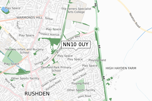 NN10 0UY map - small scale - OS Open Zoomstack (Ordnance Survey)