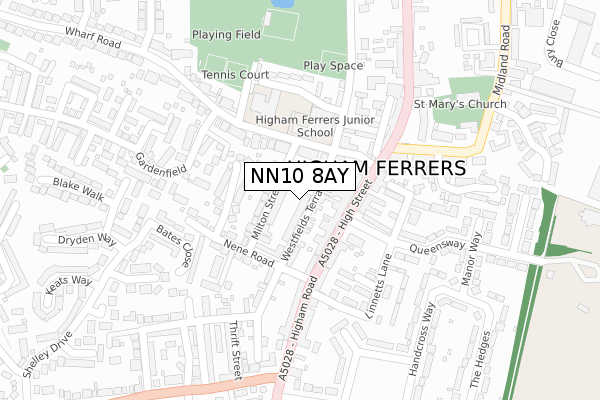 NN10 8AY map - large scale - OS Open Zoomstack (Ordnance Survey)