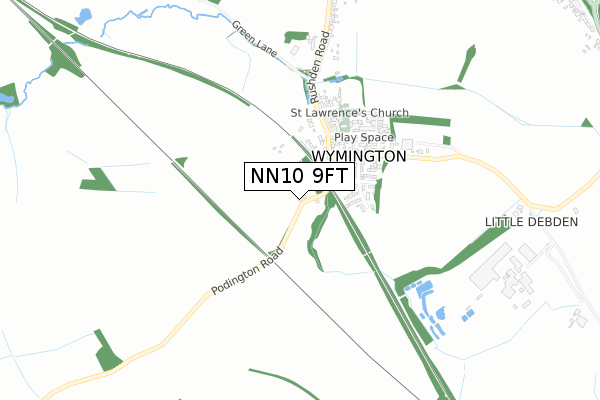 NN10 9FT map - small scale - OS Open Zoomstack (Ordnance Survey)