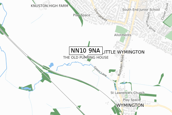 NN10 9NA map - small scale - OS Open Zoomstack (Ordnance Survey)