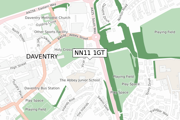 NN11 1GT map - large scale - OS Open Zoomstack (Ordnance Survey)