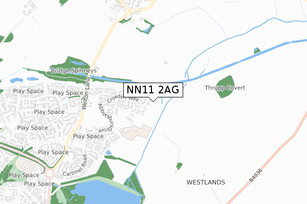 NN11 2AG map - small scale - OS Open Zoomstack (Ordnance Survey)