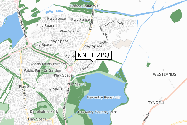 NN11 2PQ map - small scale - OS Open Zoomstack (Ordnance Survey)