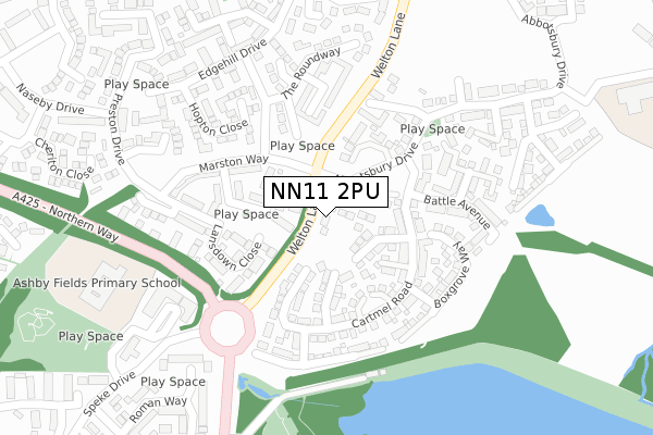 NN11 2PU map - large scale - OS Open Zoomstack (Ordnance Survey)