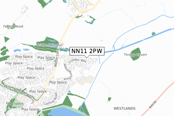 NN11 2PW map - small scale - OS Open Zoomstack (Ordnance Survey)