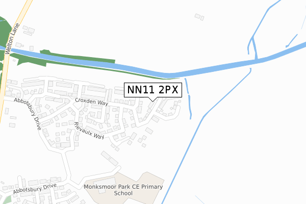 NN11 2PX map - large scale - OS Open Zoomstack (Ordnance Survey)