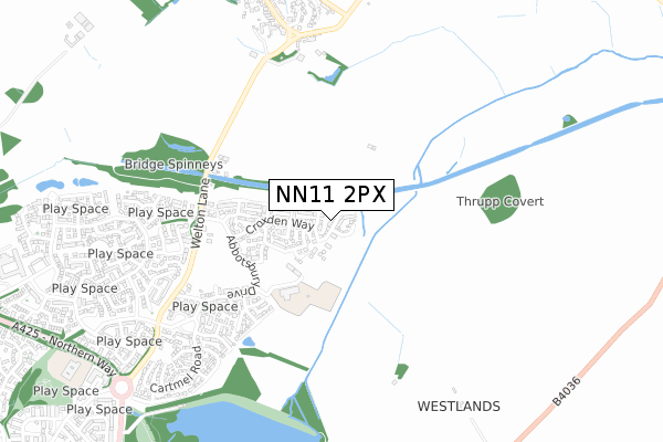 NN11 2PX map - small scale - OS Open Zoomstack (Ordnance Survey)